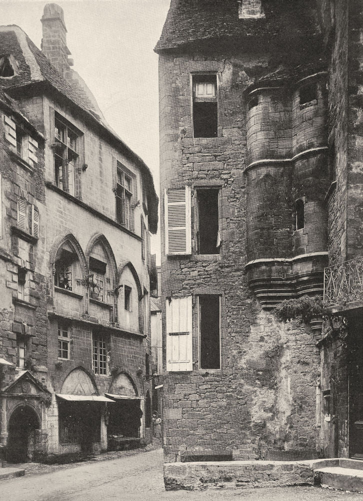 DORDOGNE. Sarlat- Vieilles maisons 1904 old antique vintage print picture